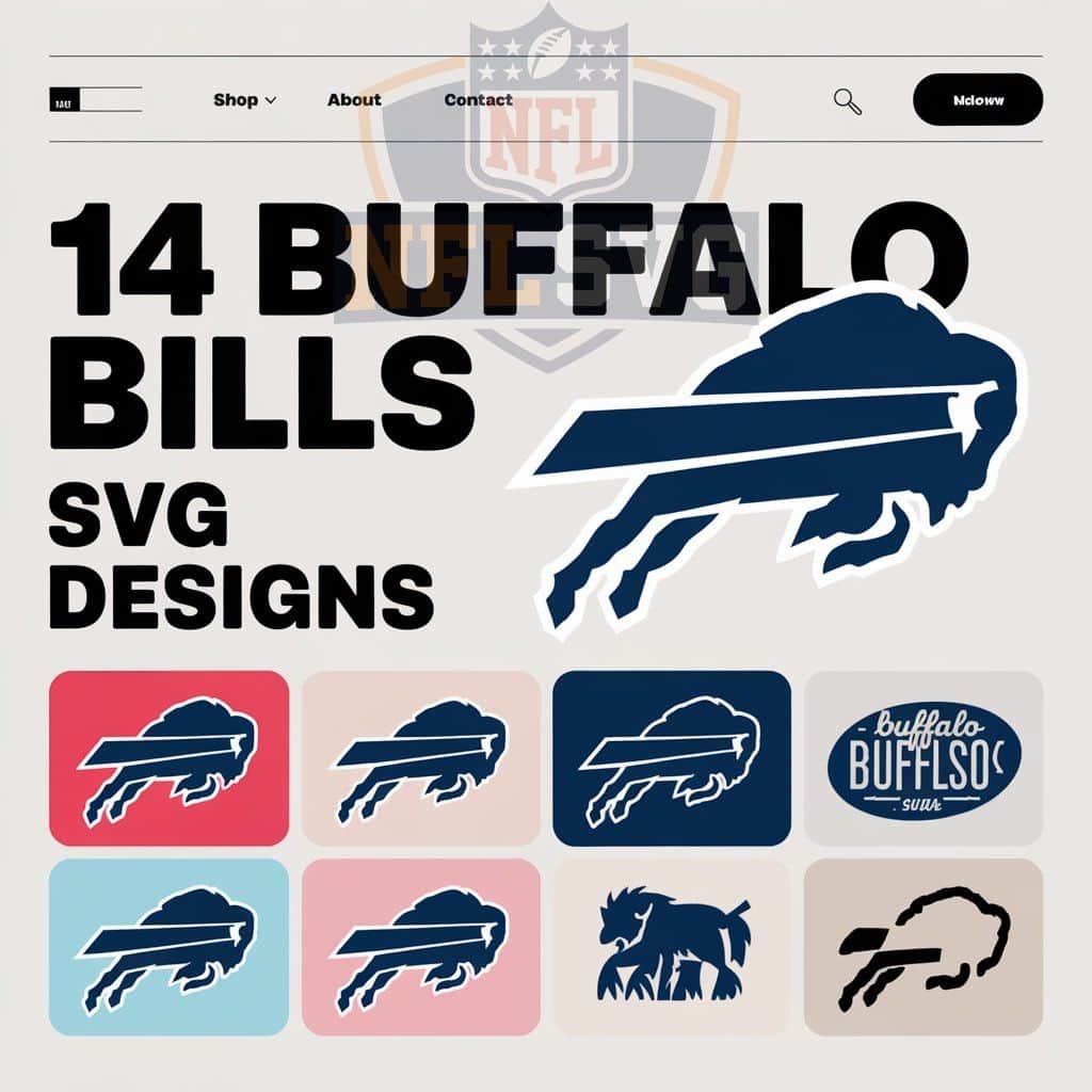 14 Buffalo Bills SVG Files – Exclusive, Must-Have Designs for True Fans! 5 Modern online marketplace interface displaying 14 buffalo bills SVG designs on nflsvg.com